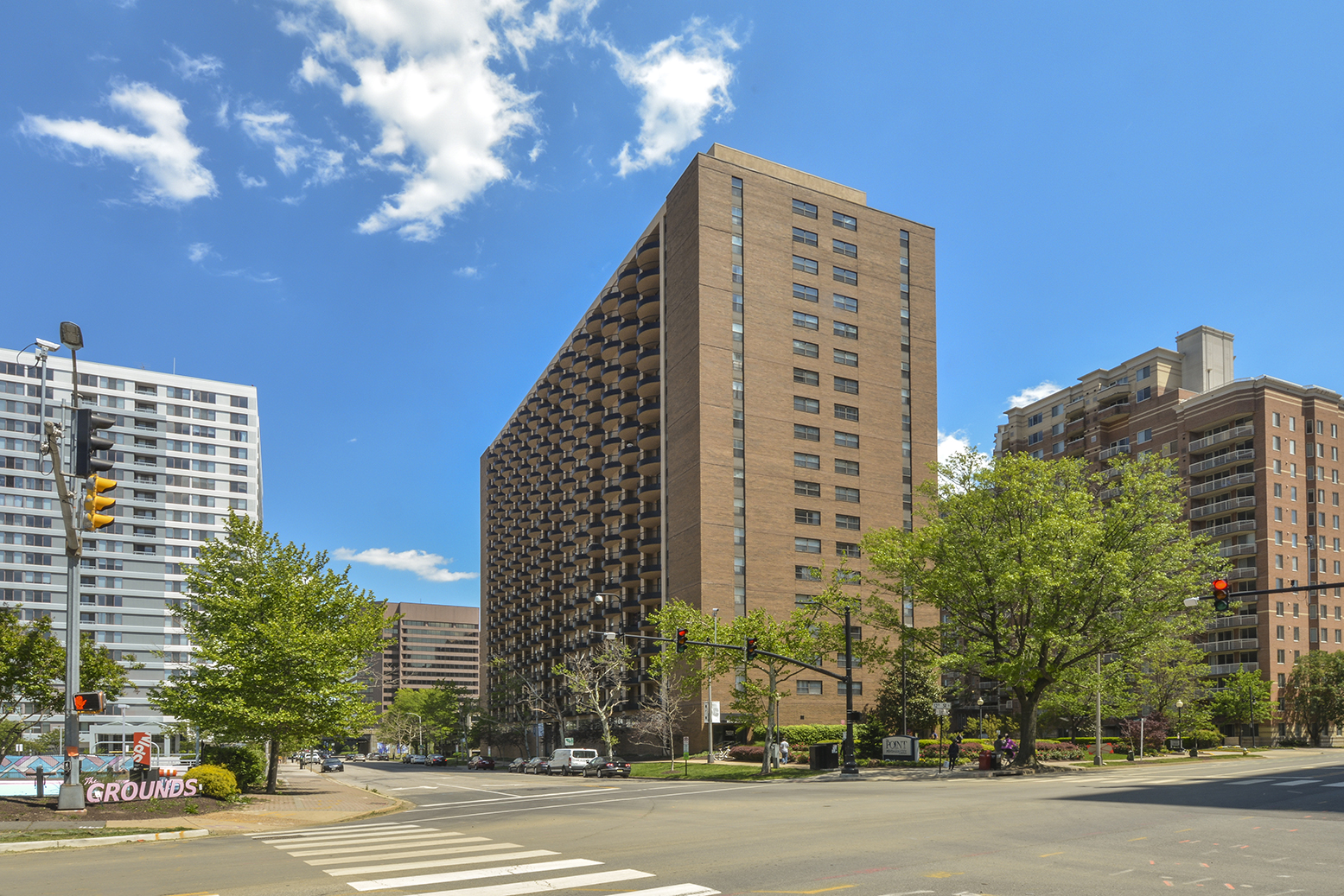 Exterior of the 
  Pentagon City high-rise in Arlington, Virginia