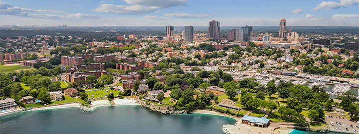 View about New Rochelle in Westchester County, New York